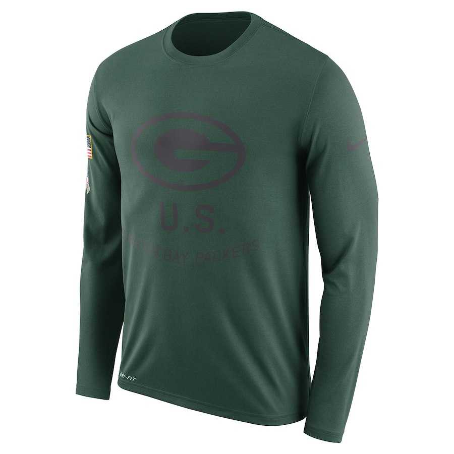 Men's Green Bay Packers Nike Salute to Service Sideline Legend Performance Long Sleeve T-Shirt Green,We sell and wholesale Men's Green Bay Packers Nike Salute to Service Sideline Legend Performance Long Sleeve T-Shirt Green on line form chian!